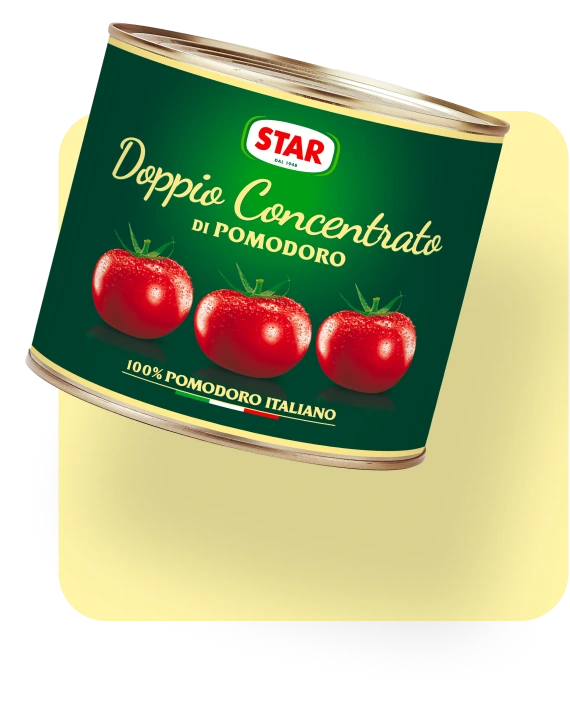 Doppio concentrato di pomodoro 100% italiano, dal gusto intenso, ideale per piatti ricchi e saporiti.