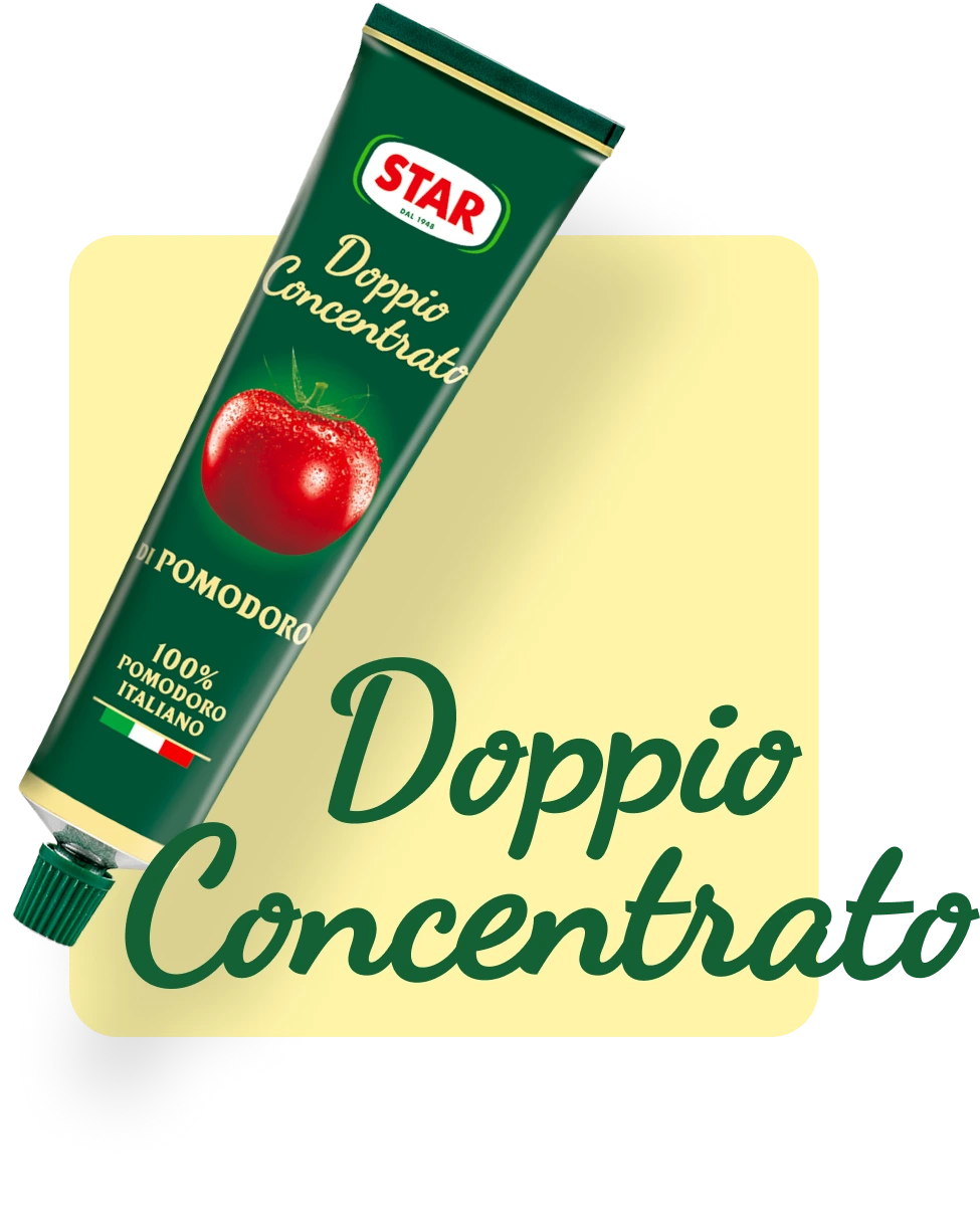 Doppio concentrato di pomodoro 100% italiano, dal gusto intenso, ideale per piatti ricchi e saporiti.