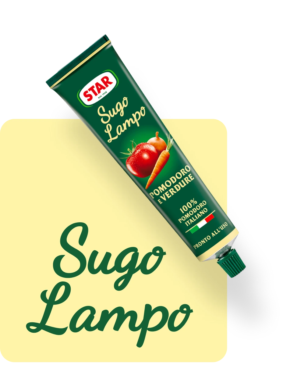 Sugo Lampo - Concentrato di pomodoro pronto all’uso con pomodori 100% italiani e verdure selezionate, per primi piatti veloci e gustosi o per aggiungere sapore alle tue ricette.